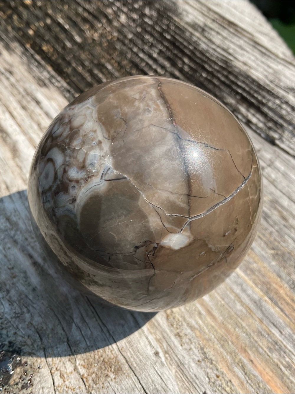 VOLCANIC AGATE SEPTERIAN DRAGON STONE OR NODULE SPHERE GLOWY FLUORESCES